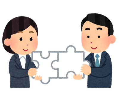 パズルを組み合わせる人たちのイラスト(ビジネス)