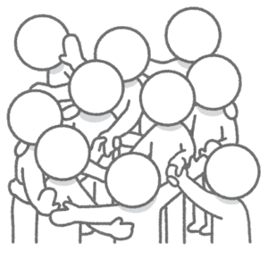 複雑な人間関係のイラスト(棒人間)
